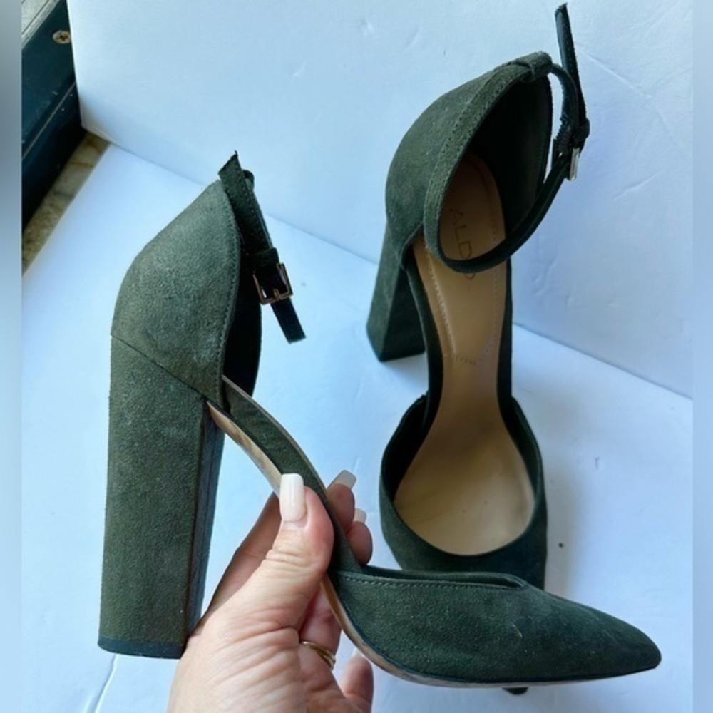 ALDO suede thick close toe heels